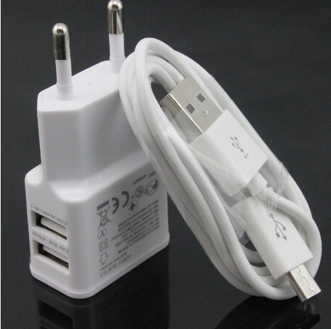 Original 2A White Dual 5V USB EU Plug Wall Charger